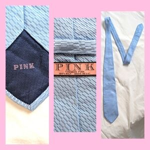 Thomas PINK Silk Men's Neck Tie Powder Blue Made in England EUC